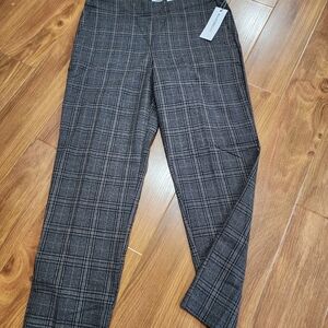 Liz Claiborne Women's Straight Leg Ankle Gray Checkered Cropped Pants